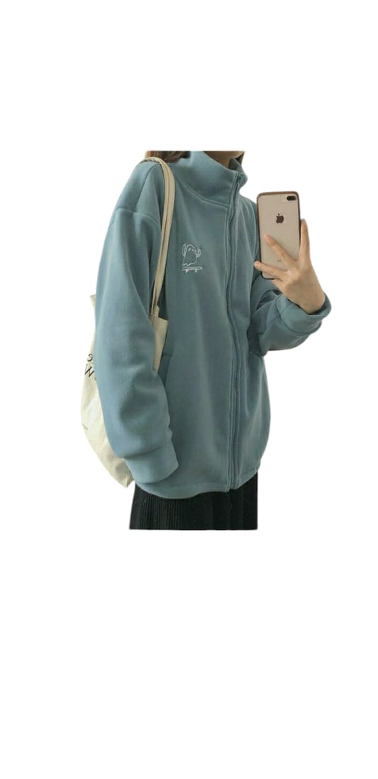 Women's Oversized Fleece Zipper Jacket