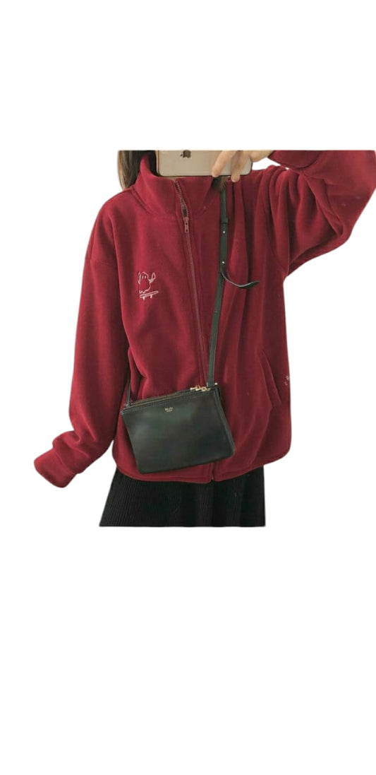 Women's Oversized Fleece Zipper Jacket