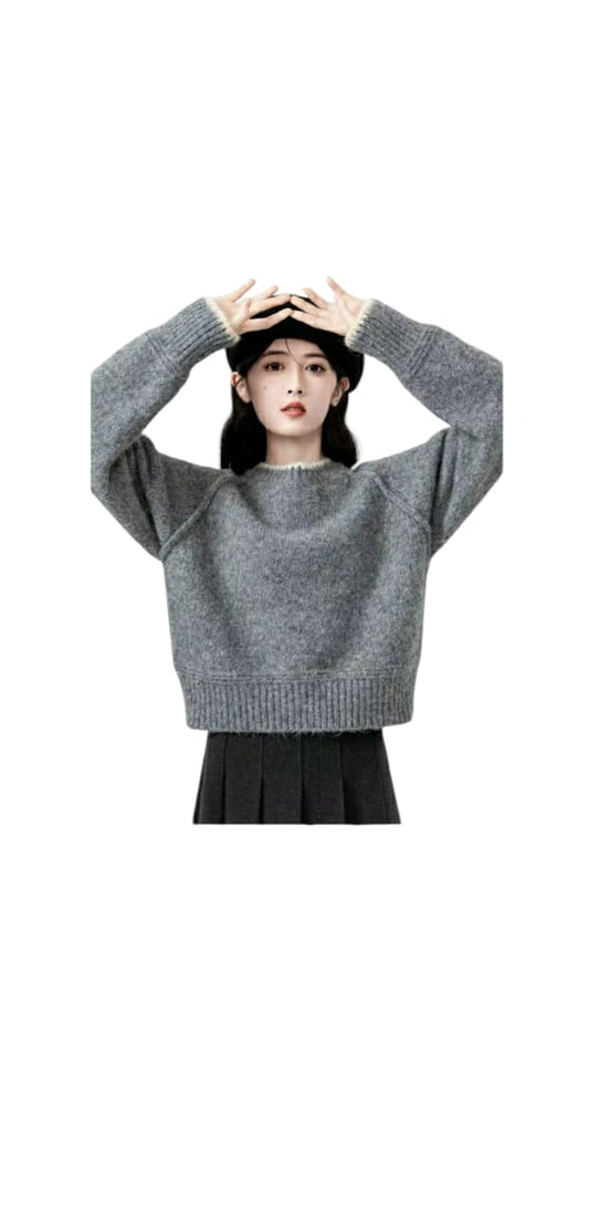 Women's Plain Round Neck Sweater